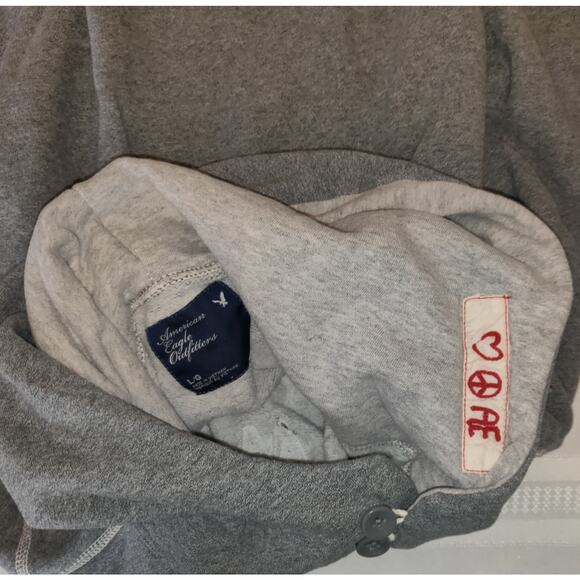 Vintage Y2K American Eagle Gray Hoodie Womens L Chain Embroidery NEW YORK - Picture 12 of 16